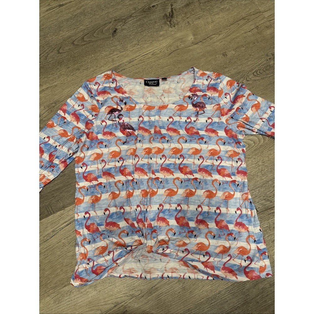 Onque  casuals womans top Flamingo Size Large Pink Florida‎